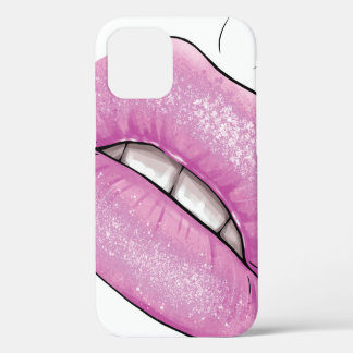 Funda Para iPhone 12 Brillo rosa de color de labio con dientes