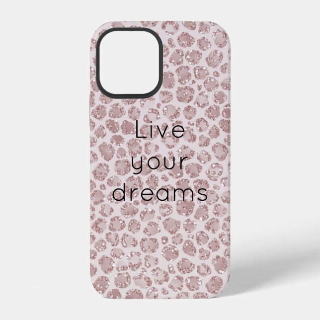 Funda Para iPhone Brillo Rosa Leopardo Impreso         (Reverso )