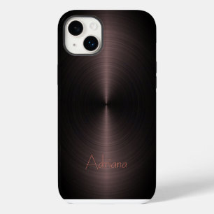 Funda Para iPhone 14 Plus Bronce platino y acero inoxidable negro metálico