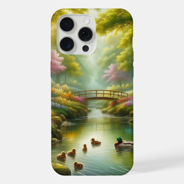 Funda Para iPhone Brook de primavera con patos/flores (Reverso )
