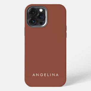 Funda Para iPhone 13 Pro Max Brown Trendy Moderno Minimalista Nombre para añadi
