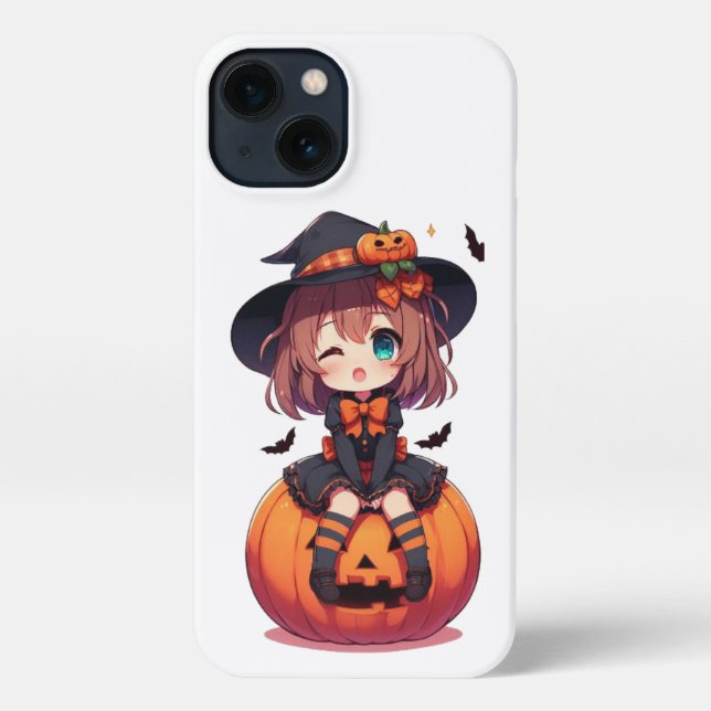 Funda Para iPhone Bruja calabaza (Reverso )