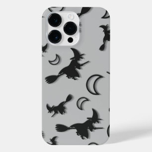 Funda Para iPhone 14 Pro Max Bruja voladora entre media luna en la noche de Hal