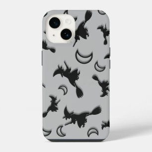 Funda Para iPhone 14 Bruja volando entre media luna en la noche de Hall