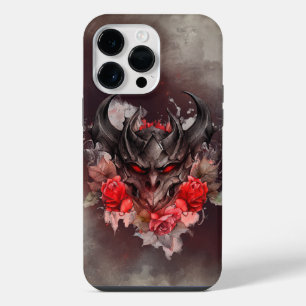 Funda Para iPhone 14 Pro Max Brujería Demonio humeante de ojos rojos con rosa