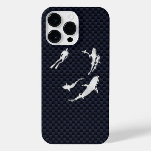 Funda Para iPhone 14 Pro Max Buceador cromado con tiburones en la impresión de 