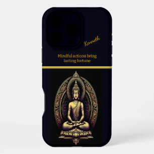 Funda Para iPhone 16 Pro Max Buda de oro tranquilo en meditación