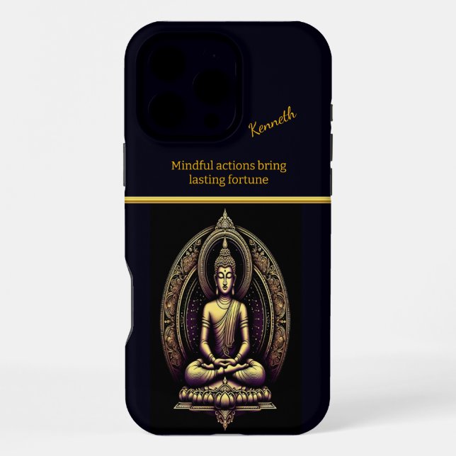 Funda Para iPhone Buda de oro tranquilo en meditación (Reverso )