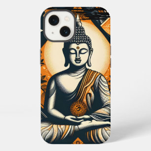 Buda de yoga en naranja y negro