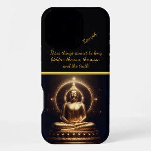 Funda Para iPhone 16 Pro Max Buda dorado iluminado por la luna. Arte de IA
