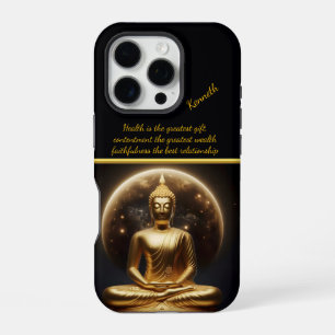 Funda Para iPhone 16 Pro Buda dorado iluminado por la luna. Arte de IA