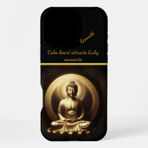 Funda Para iPhone 16 Pro Max Buda dorado tranquilo en meditación