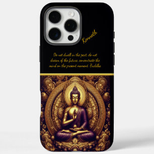 Funda Para iPhone 16 Pro Max Buda en relieve dorado.