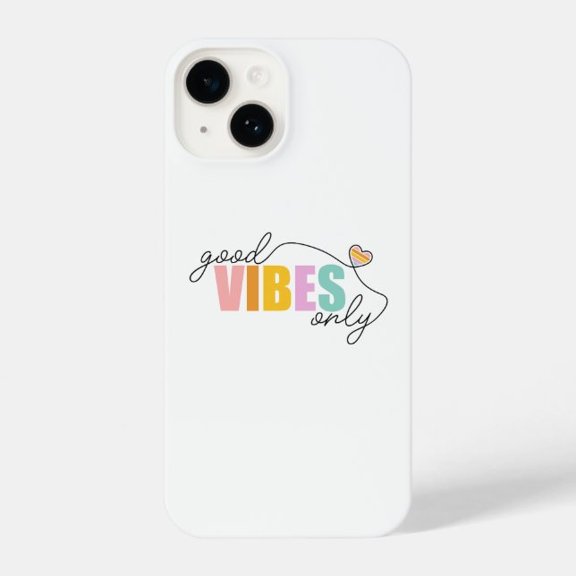 Funda Para iPhone Buenos vibraciones solo corazón arcoiris (Reverso )