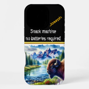 Funda Para iPhone 16 Pro Max Búfalo junto a un río tranquilo al atardecer