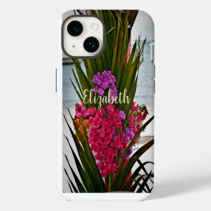 Funda Para iPhone 14 Buganvilla Flores Palmas Tropical Rosa Rojo 