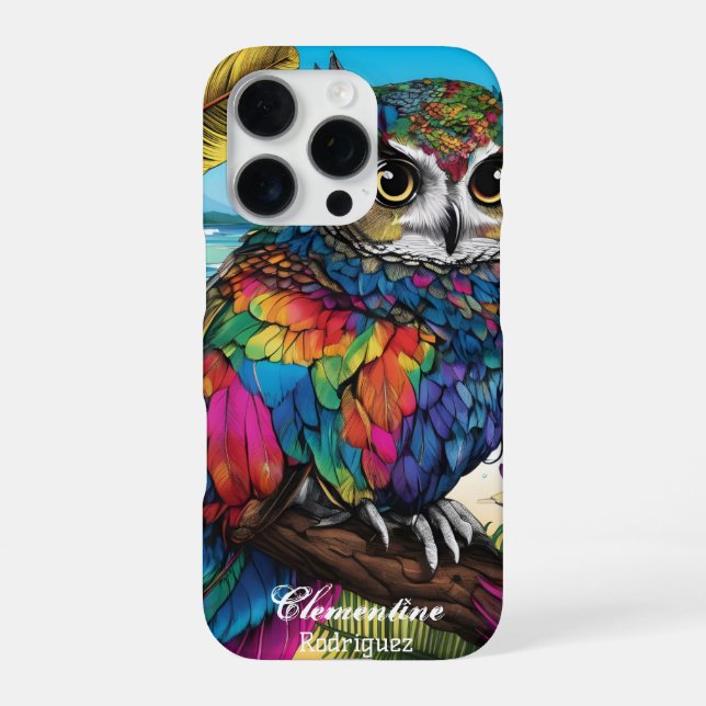 Funda Para iPhone Búho de nieve Búho tropical Paisaje de ensueño (Reverso)