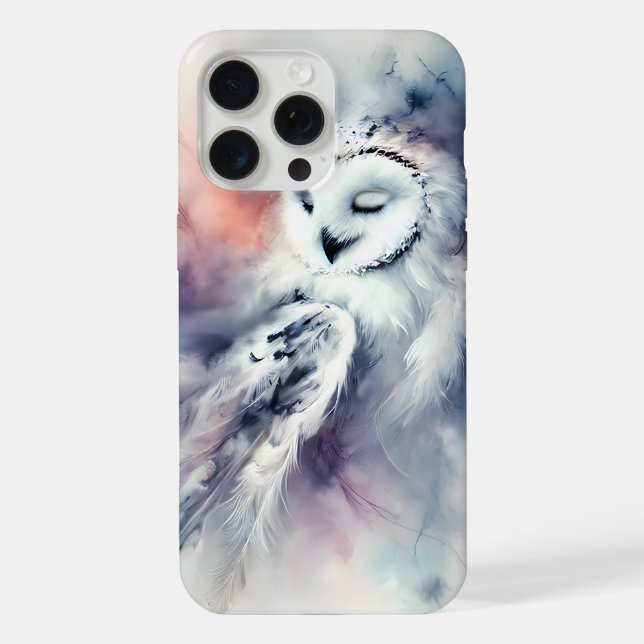 Funda Para iPhone Búho de nieve encantado en acuarela (Reverso )