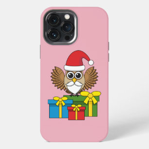 Funda Para iPhone 13 Pro Max Búho de Santa Claus con regalos