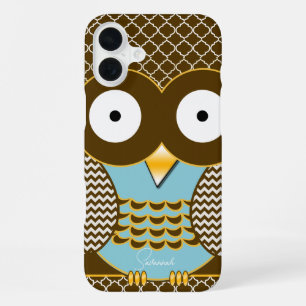Funda Para iPhone 16 Plus Búho Lindo Patrón Zig Zag Moro Elige Tu Color
