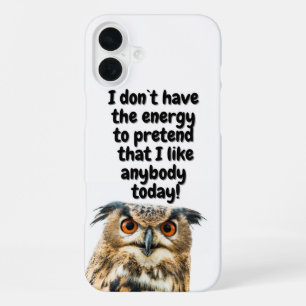 Funda Para iPhone 16 Plus Búho sarcástico cita divertida