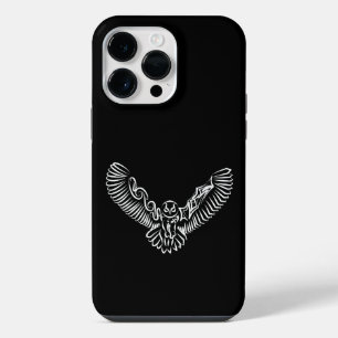 Funda Para iPhone 14 Pro Max Búho Volador Tribal Blanco y Negro