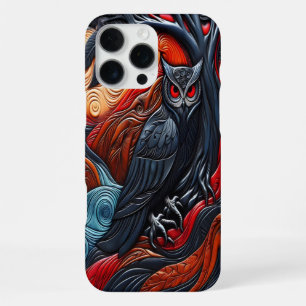 Funda Para iPhone 16 Pro Max Búho y paisaje surrealista con colores vibrantes