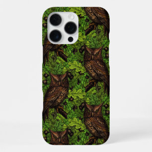 Funda Para iPhone 16 Pro Max Búhos en el roble, verde y marrón