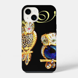 Funda Para iPhone 14 BÚHOS JOYA, Oro, Zafiro Azul, Topacio Perla Blanca