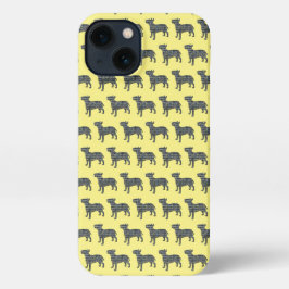 Bull Terrier English Dog Silhouette Grid Yellow
