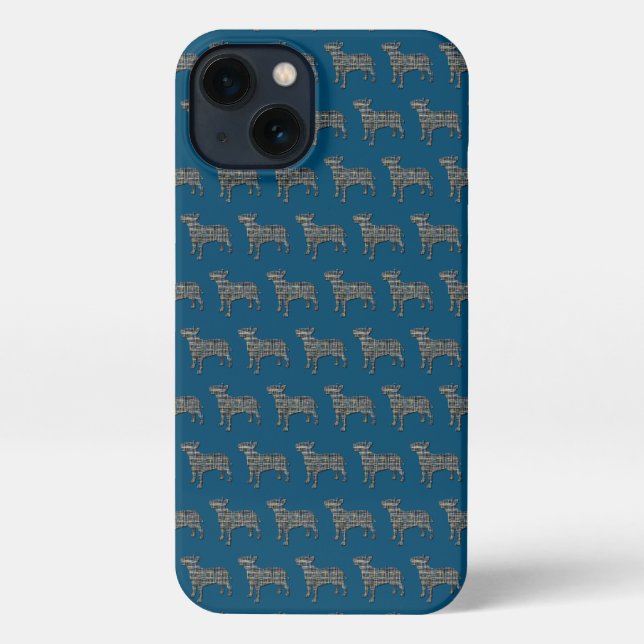Funda Para iPhone Bull Terrier English Dog Silhouette Grid Yellow (Reverso )