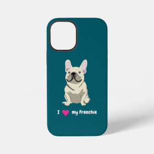 Funda Para iPhone 12 Mini Bulldog Francés Crema, Amo a mi Perro