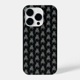 Funda Para iPhone 14 Pro Bulldog francés Cute Perro Silhouette Grid Black