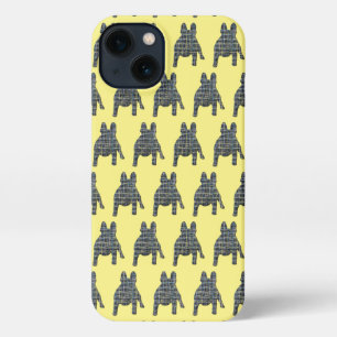 Bulldog francés Cute Perro Silhouette Grid Yellow