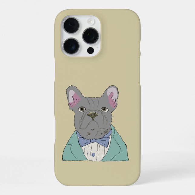 Funda Para iPhone Bulldog Francés Gris (Reverso )