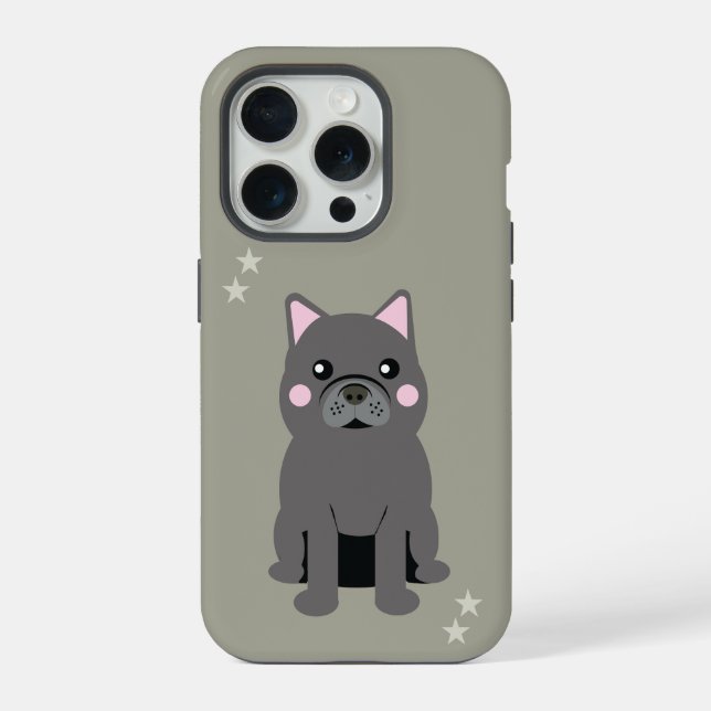 Funda Para iPhone Bulldog Francés Gris Mejillas Lindas (Reverso )