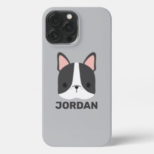 Funda Para iPhone 13 Pro Max Bulldog francés lindo con nombre personalizado
