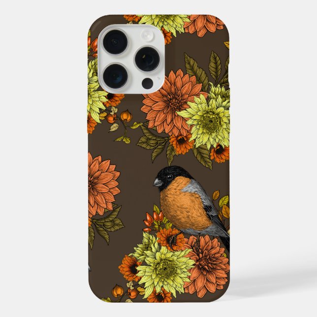 Funda Para iPhone Bullfinch en florales otoñales (Reverso )