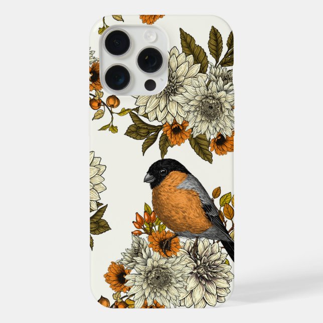 Funda Para iPhone Bullfinch en florales otoñales 2 (Reverso )