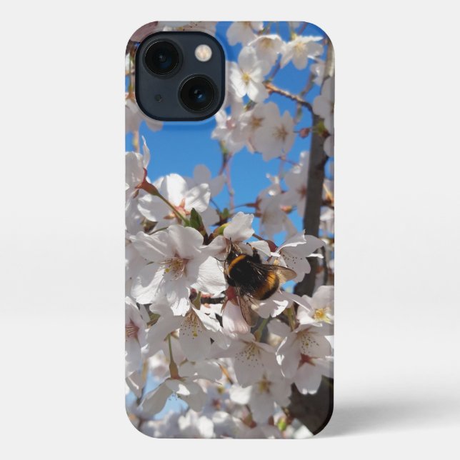 Funda Para iPhone Bumblebee en flor de cerezo salvaje (Reverso )