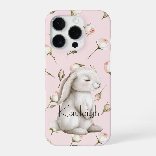 Funda Para iPhone Bunny Rosas Floral (Reverso)