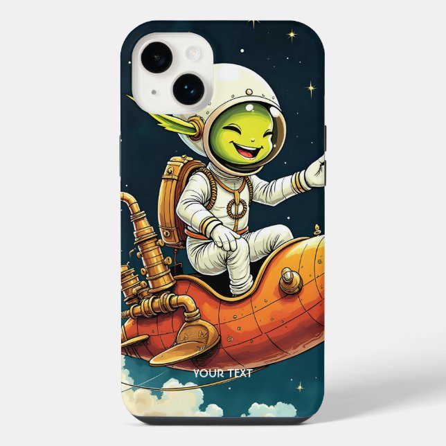 Funda Para iPhone Buque espacial Fantasy Cute Alien (Reverso)