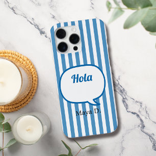 Funda Para iPhone 16 Pro Max Burbuja de habla con rayas azules Personaliza