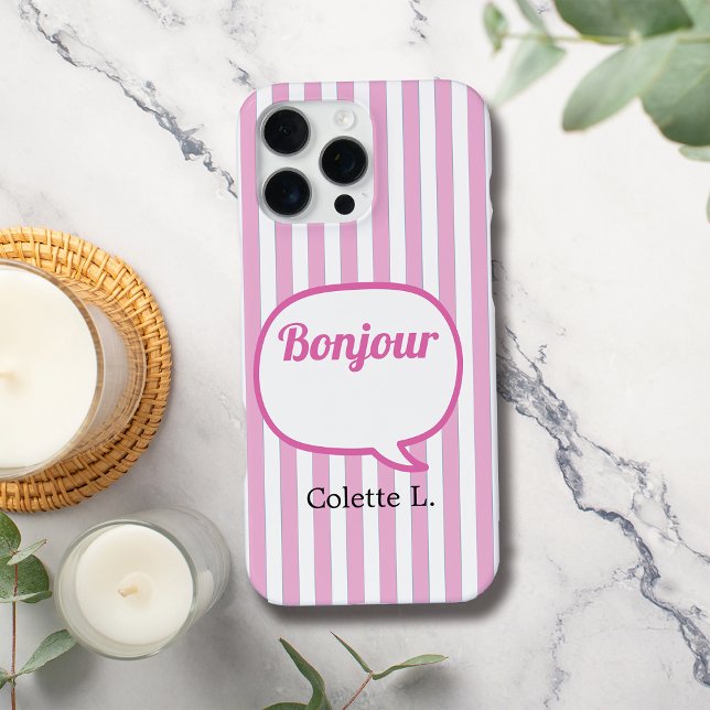 Funda Para iPhone Burbuja de tiras rosadas de discurso personalizada (Subido por el creador)