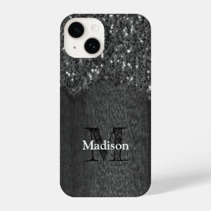 Funda Para iPhone 14 Burbujas blancas negras de madera rústica Monogram