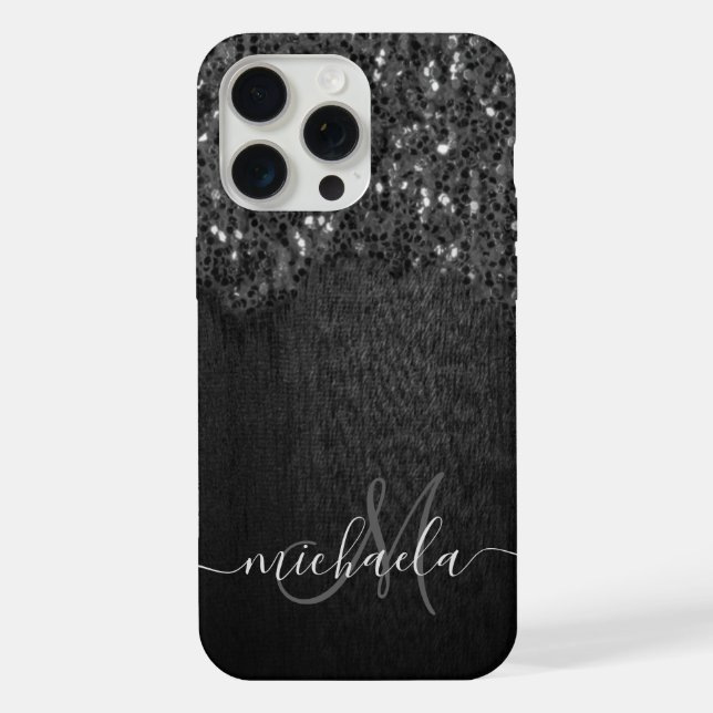 Funda Para iPhone Burbujas blancas negras de madera rústica Monogram (Reverso )