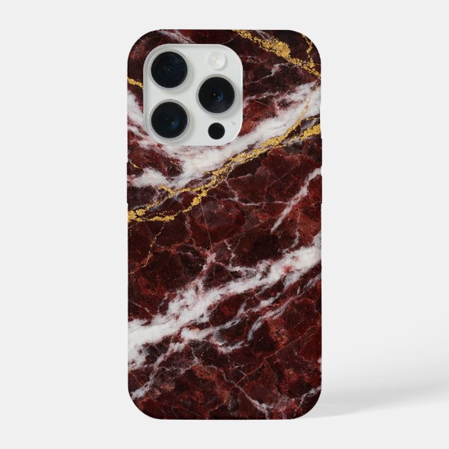 Funda Para iPhone Burgundy Royale Marble with White & Gold Veining (Reverso )