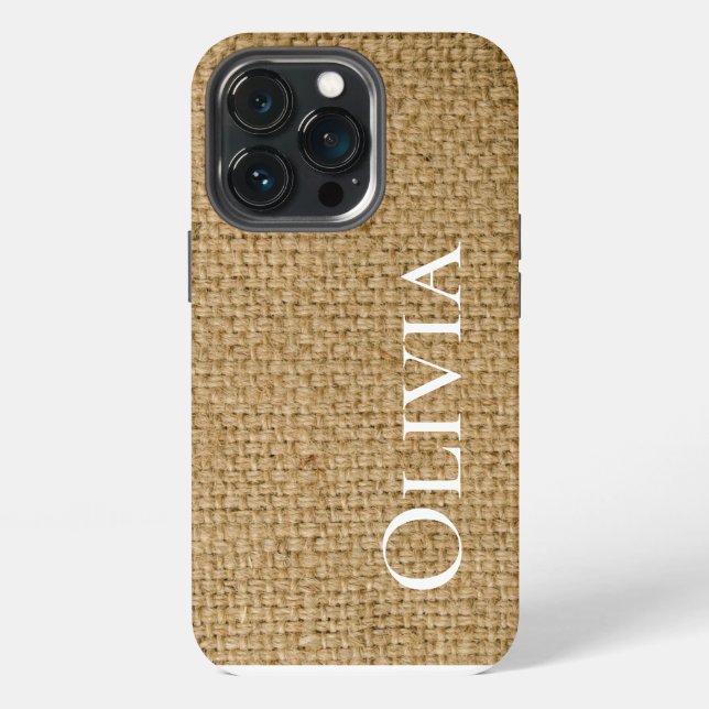 Funda Para iPhone Burlap Personalizado Rústico Simple (Reverso )