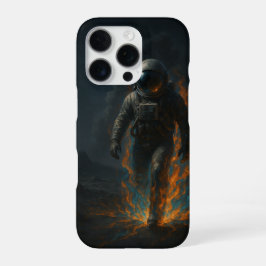 Funda Para iPhone 16 Pro Burning Beyond – Epic Astronaut in Flames Space