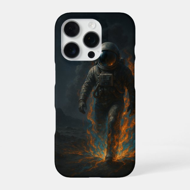 Funda Para iPhone Burning Beyond – Epic Astronaut in Flames Space (Reverso)